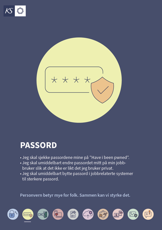 Informasjonsplakat om å sikre passord